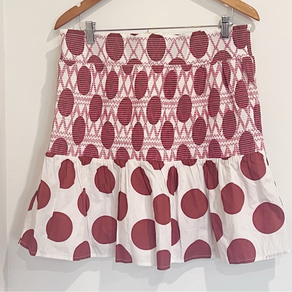 NWT Anthropologie Maeve Polka Dot Smocked Cotton Flared Mini Skirt - Picture 10 of 10